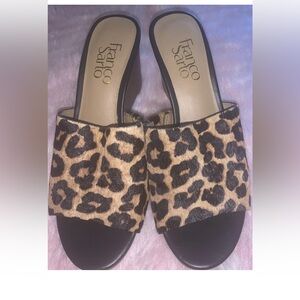 Franco Sarto Brown Black Wedge Sandals